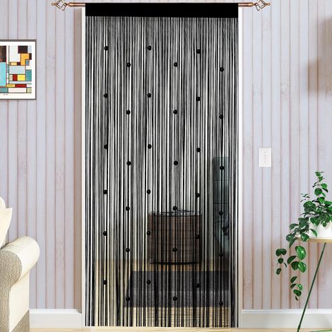 1 Rideau De Porte En Perles Noir, Anti Mouches, Séparation De Pièces, Pour Maison Et Extérieur (1/5)