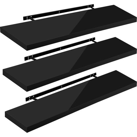 WOLTU 3 x Étagère Murale, Tablette Murale Panneau de Bois, Étagère Flottante, Étagère à Livres, 120x22, 9x3, 8cm, Nior RG9484sz-3 (1/4)