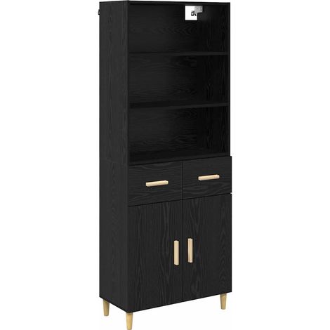Maison Exclusive - Aparador alto con cajón Roble Negro 69,5 x 32,