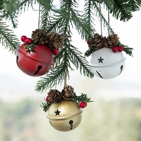 MARSEE Weihnachtsanhänger – 3er-Set Metallglocken zum Aufhängen für Ihre Weihnachtsbaumdekoration