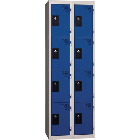 PROVOST - Vestiaire multicases Provost - 2 colonnes × 4 cases en acier bleu