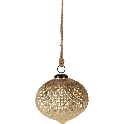 Boule de Noël en verre coloris doré pour décoration de sapin de Noël Ø 15 x 15 cm - PANGIVO