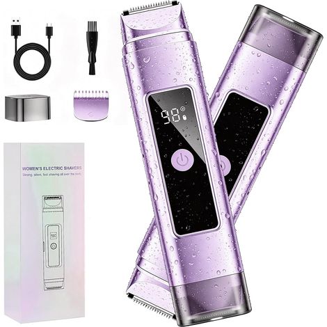 2 in 1 Mini Electric Shaver, Women's Intimate Trimmer, IPX7 Waterproof Shaver, LED Screen (1/5)