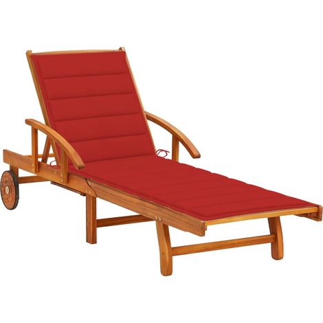 Chaise longue de jardin avec coussin Bois d'acacia solide