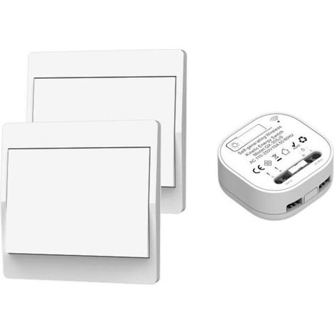 Interrupteur sans Fil, sans Pile, télécommande Murale Va et Vient, Interrupteur Mural Auto alimenté, sans câblage, émetteur pour Panneau Mural (kit à 2 Voies), intérieur extérieur étanche (1/5)