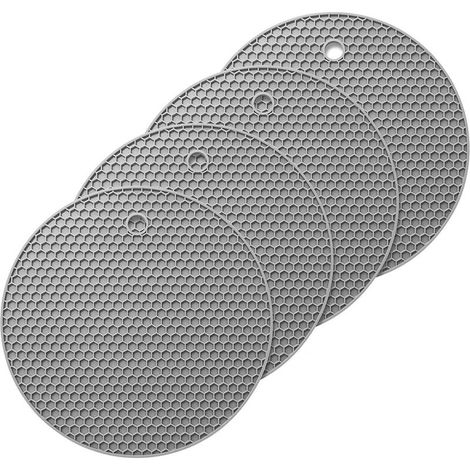 4 PCS Tapis de Dessous de Plat en Silicone,  Tapis Isolant en Nid d'abeille en Silicone Rond Résistant à Chaleur Antidérapant de Coussinets Chauds pour L'usage Domestique (1/5)