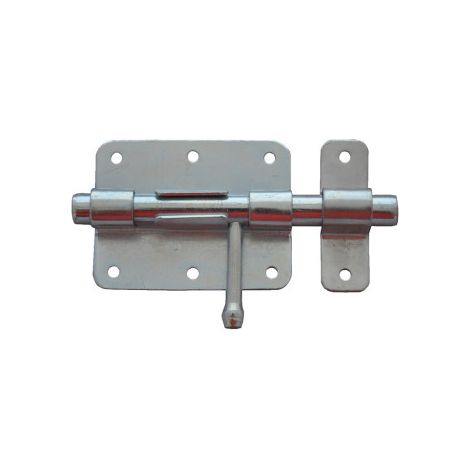 Verrou de box à bouton en acier zingué blanc pêne Ø 18 mm - VP BOURG