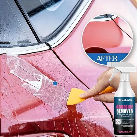 KineShineX Klebstoffentferner, professionelles Klebstofflösungsspray – Mit diesem Klebstoffentferner lassen sich klebrige Rückstände sicher entfernen. (1/4)