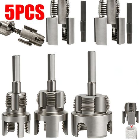 Kit de Filetage de Tuyaux PVC 5 Pièces - 1/2", 3/4", 1" - Compatible Perceuse Électrique (1/5)