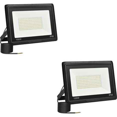 2 Pièces Projecteur Led Extérieur 100W, Spot Led Exterieur 10000LM 6000K Blanc Froid IP66 ImperméAble Projecteur Exterieur Pour Jardin Garage Patio Grange Cour