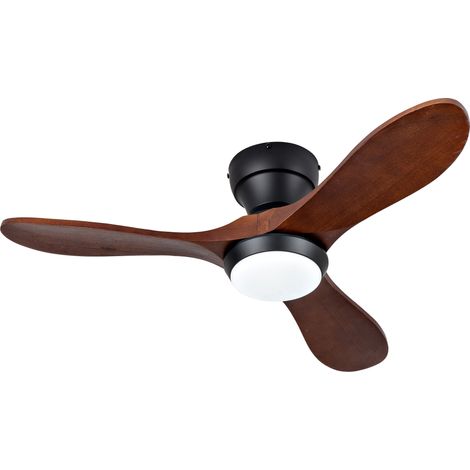 Ventilatore da soffitto con luce e telecomando 36 pollici 3 pale in legno nero (1/5)