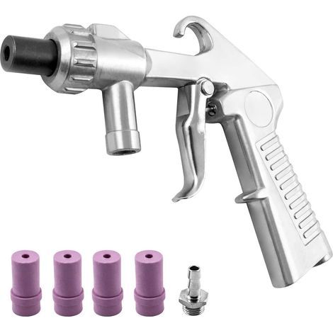 Pistola de chorro de arena neumática – 4 boquillas cerámicas – Aluminio de alta calidad – Para la eliminación de óxido y la purificación de fluidos (1/5)
