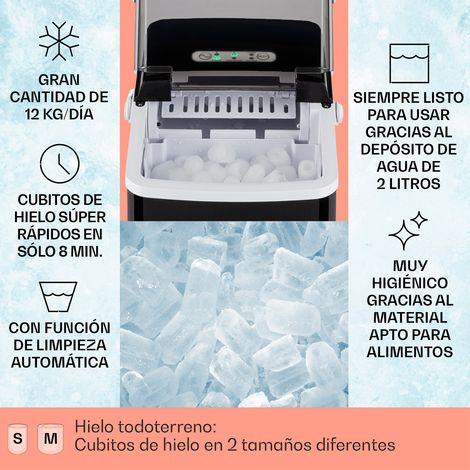 Klarstein Cubitera Arctic Porter Bullet Ice 12kg/24h Acero Inoxidable (1/4)