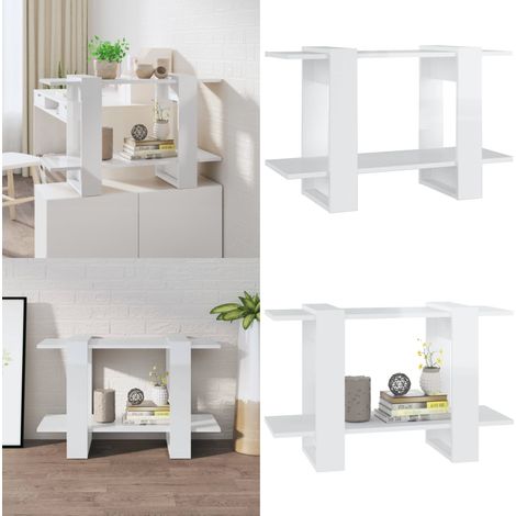 Bibliothèque/Séparateur de pièce Blanc brillant 80x30x51 cm - Bibliothèque Blanche - Bibliothèque Moderne - Étagère Murale - Meuble Rangement - Séparateur De Pièces - Home & Living (1/5)