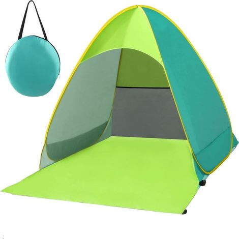 Abri De Plage - Polyester Impermeable UPF 50+ - Pour 2 A 3 Personnes - Facile A Installer Et Transporter - Avec Sac Et Piquets - 46 X 46 Cm (1/5)