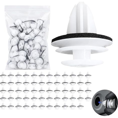 Clips de fixation pour portières de voiture, lot de 60 agrafes de 8 mm avec rondelle en mousse, rivets en plastique pour panneaux de portières et garnitures intérieures. (1/5)