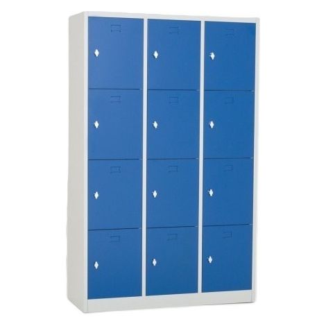 [JAMAIS UTILISE] Vestiaire 12 Casiers Multicases 190x120x45cm Moraillon Porte Cadenas Gris et Bleu - NT.MU.12