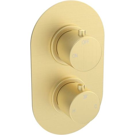 Signature Reflex Thermostatic 1 Outlet Concealed Shower Valve Dual Handle - Brushed Brass (1/2)