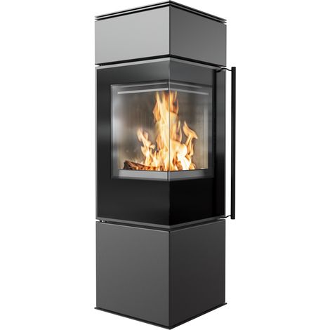 Freistehender Ofen KRATKI REN S Links 7kW Ø150 Schwarz Set (1/5)
