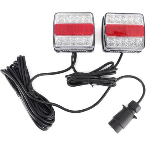 Paire de feux de remorque LED magnétiques, lumière de tableau arrière avec câble de 10m,de dyk. (1/4)