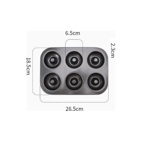 Teglia per ciambelle a 6 vie Easy Baking con rivestimento antiaderente, grigia, 26,518,52,3 cm (1/5)