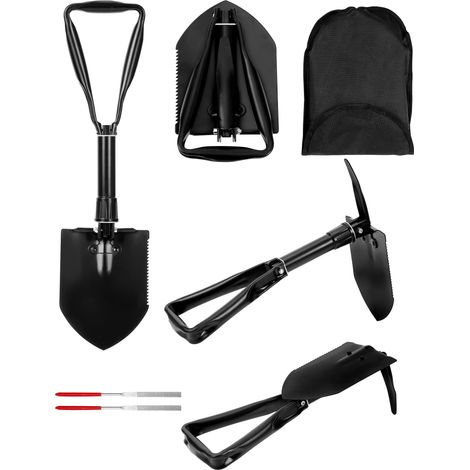 Pelle Pliante 58cm,Pelle à Neige, Combinaison Pelle De Camping Pliante pour La RandonnÉE en Plein Air, La Chasse(Noir) (1/5)