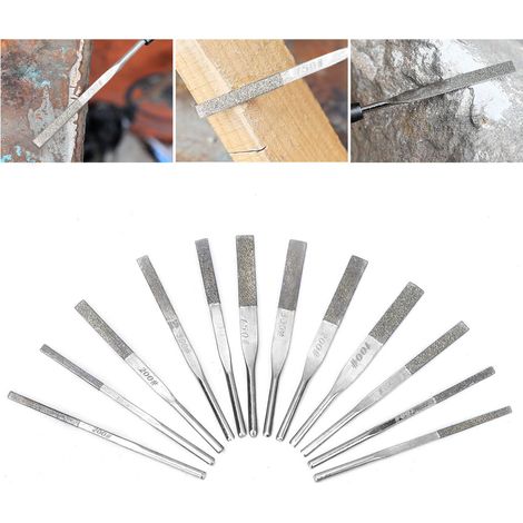 Lot de 12 limes diamantées coniques à queue de 3 mm pour rectification alternative (1/5)