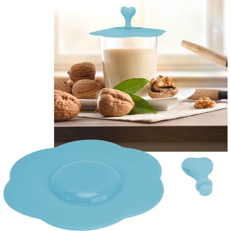 Couvercle en Silicone pour Tasse, Résistant à la Chaleur et au Froid, Anti-Poussière pour Cuisine et Maison, Bleu (1/5)