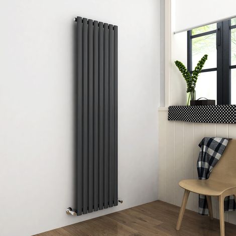 ELEGANT Central Heating Radiator 1800 x 472mm Vertical Anthracite Single Panel Oval Column Rad (1/5)