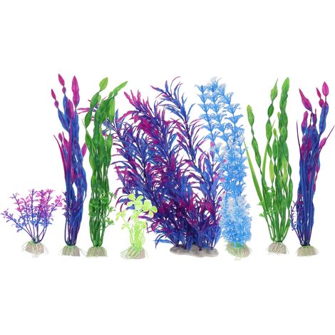 Lot de 8 plantes aquatiques artificielles en plastique, décor pour aquarium. (1/5)
