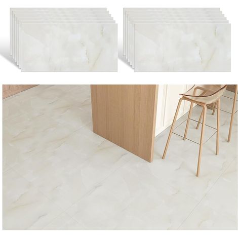 Dalle Adhesive Sol Marbre Beige Carreaux Adhesif Cuisine Carrelage Adhesif Sol Marbre Gris Clair Stickers Carrelage Salle de Bain Dalle PVC Garage 1.5mm 60 cm × 30 cm 12 Pièces (1/5)
