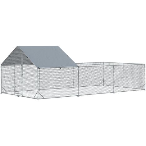 Recinto esterno per pollaio, 18 m², canile/voliera, spazio coperto, acciaio zincato, 6 x 3 x 1,95 m (1/5)