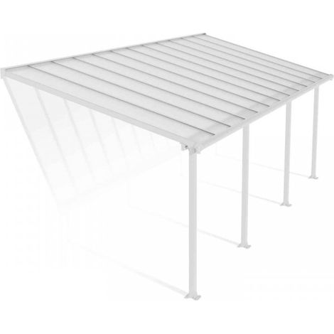 Patio Cover Olympia 3 x 7.30 Clear - Polycarbonate - L739 x W300 x H305 cm - White