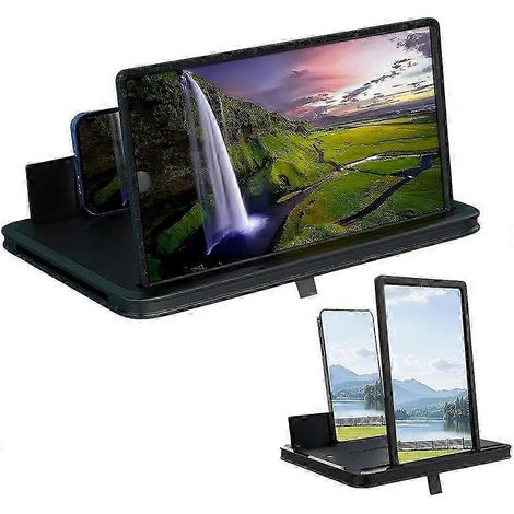 Écran de projection grossissant 3D HD pour téléphone portable avec angle réglable, idéal pour les films, les vidéos et les jeux, 12 pouces, noir (1/5)