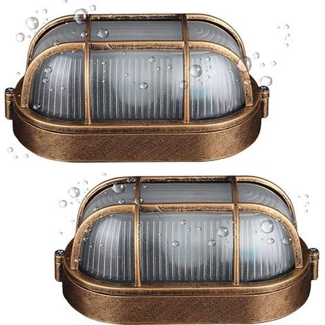 (2 pack)Applique D'extérieur,Lampe Ovale En Aluminium Moulé Sous Pression Applique,Murale Marine Nautique Lumière Vintage Industrielle,Lampe De Bateau,Décoration Mur Patio Couloir Lampes (1/5)