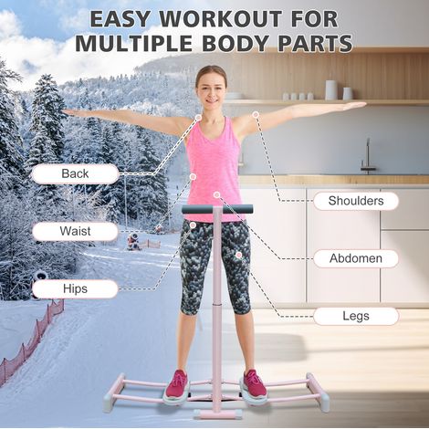 Simulador de esquí plegable 112 x 29,2 cm de acero rosa ajustable para fitness en casa – MEUBLIV (1/5)