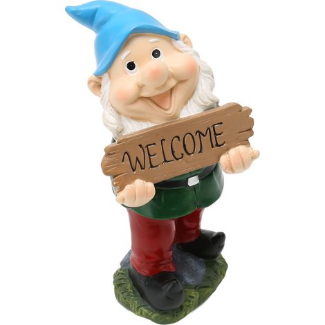 Statue de gnome accueillante avec détails vifs et exquis, décoration extérieure pour jardin, pelouse ou terrasse (1/5)