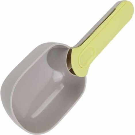 Cuchara para alimentar mascotas, gris y verde, 19,7 x 8 cm (1/4)