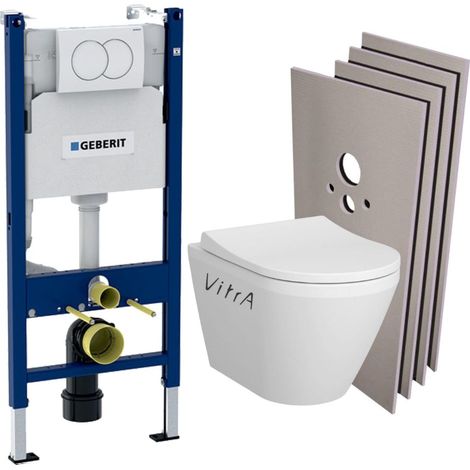 WC-Pack Duofix Vorwandelement 112cm + Vitra Integra WC ohne Spülrand + Softclose-Sitz + Verkleidungsset (1/5)