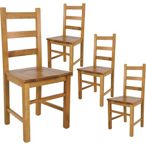 ORTA - Lot de 4 Chaises Teinté Chêne et Assises en Bois (1/3)