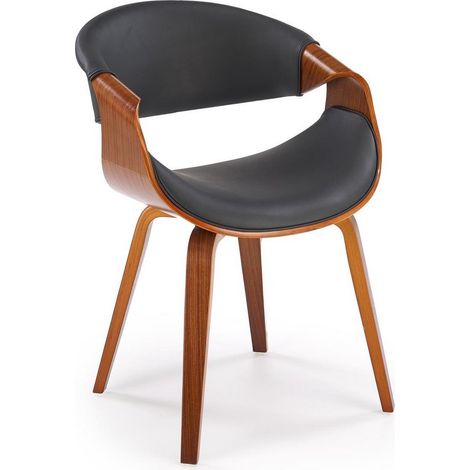 Chaise design aspect noyer et éco-cuir noir Acebo (1/5)