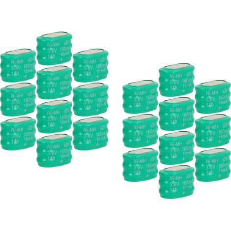 vhbw 20x NiMH Ersatz Knopfzellen-Akku Typ 3/V150H 150mAh 3,6V kompatibel mit Modellbau-Akkus, Solar-Leuchten uvm.