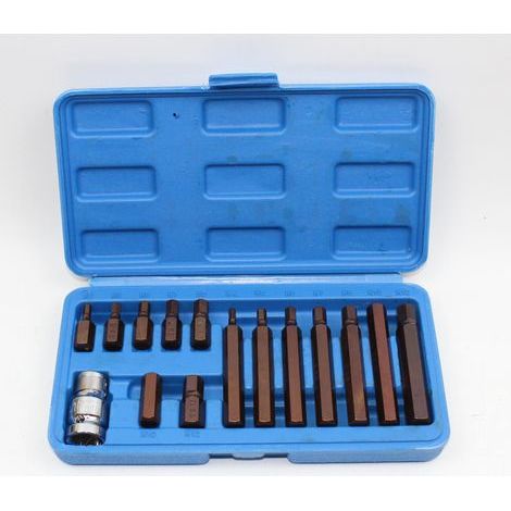 Coffret de 14 embouts 6 pans allen btr courts et longs carre adaptateur 1/2