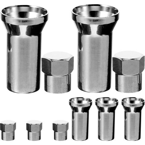 Car Tire Valve Caps for Decoration and Safety, Silver Plastic Valve Caps, Sturdy and Stylish Wheel Protectors, 10-Piece Kit for Vehicles (1/5)