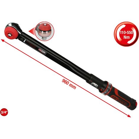 KS Tools 3/4 ERGOTORQUEprecision Ratschen-Drehmomentschlüssel Drehknopf, 110-550 Nm