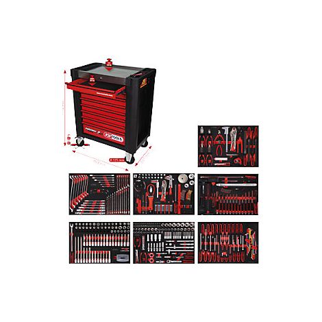 KS TOOLS Performanceplus Werkstattwagen-Satz P10 mit 397 Werkzeugen für 7 Schubladen - 810.7397KS TOOLS Performanceplus Juego de carro de taller P10 con 397 herramientas para 7 cajones - (1/5)