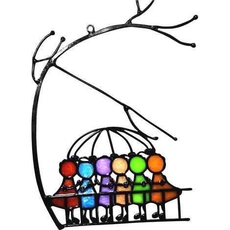 Pendentif Vitre Coloré - Panneau Suncatcher Acrylique pour Fenêtre - Décoration Couple - Ornement Intérieur Extérieur - 1 Pièce (1/5)