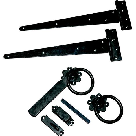 18 Inch Carlton Single Gate Fittings, T - Hinge, Latch - Black