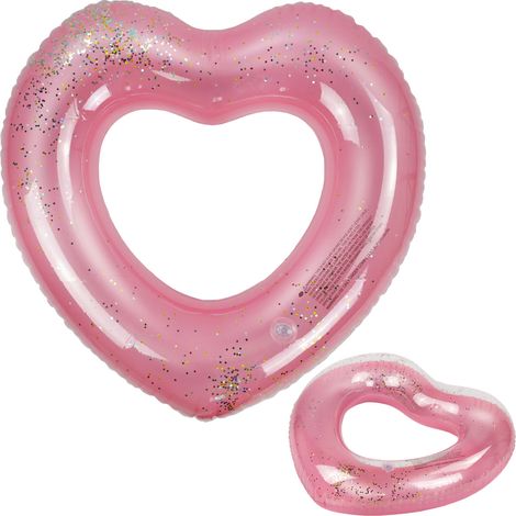 TG67359 Aufblasbarer herzförmiger rosa Ring mit Pailletten zum Schwimmen