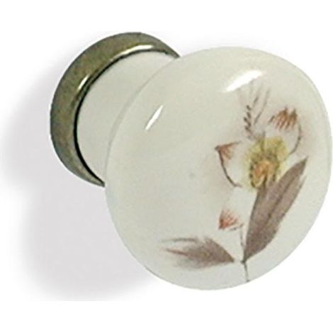 GIUSTI pomo porcelana flor d27 h27 marfil/bronce , 0UNIDADES
